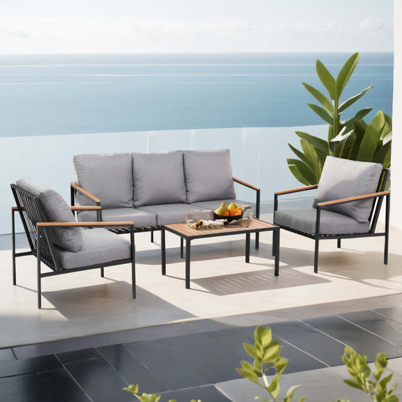 Gardeon 5 Seater Outdoor Sofa Set 4PCS Table Chair Garden Bench Patio Furniture - RnR Galore