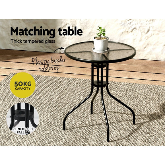Gardeon 5PC Bistro Set Outdoor Table and Chairs Stackable Outdoor Furniture Black - RnR Galore