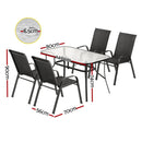 Gardeon 5PC Outdoor Dining Set Table and Chairs Patio Furniture Bistro Set Garden Black - RnR Galore