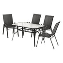 Gardeon 5PC Outdoor Dining Set Table and Chairs Patio Furniture Bistro Set Garden Black - RnR Galore