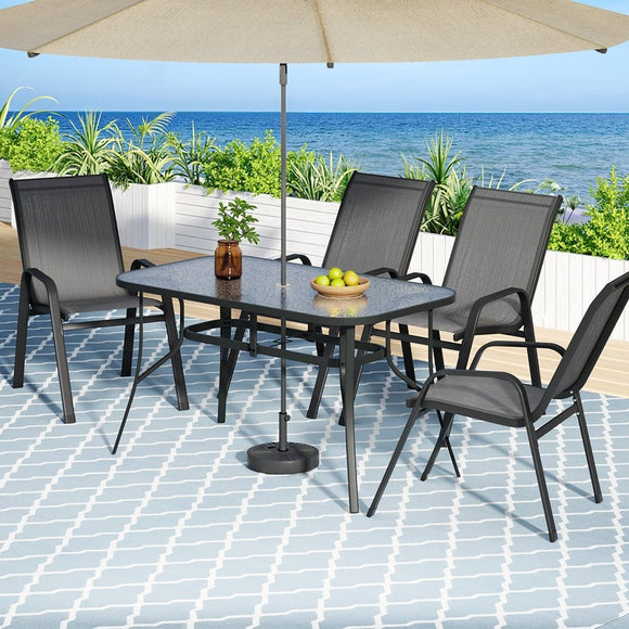 Gardeon 5PC Outdoor Dining Set Table and Chairs Patio Furniture Bistro Set Garden Grey - RnR Galore