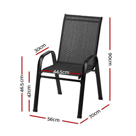 Gardeon 6PC Outdoor Dining Chairs Stackable Lounge Chair Patio Furniture Black - RnR Galore