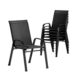 Gardeon 6PC Outdoor Dining Chairs Stackable Lounge Chair Patio Furniture Black - RnR Galore