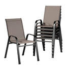 Gardeon 6PC Outdoor Dining Chairs Stackable Lounge Chair Patio Furniture Brown - RnR Galore