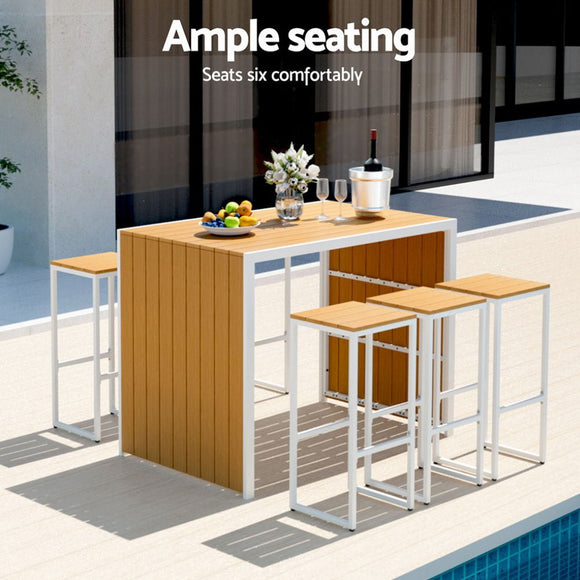 Gardeon 7 - Piece Outdoor Bar Set Table Chairs Patio Bistro Set 6 Seater - RnR Galore