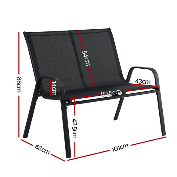 Gardeon Garden Bench Seat Steel Outdoor Patio Park Lounge Backyard Chair Black - RnR Galore