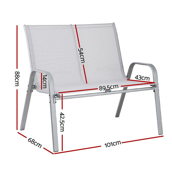 Gardeon Garden Bench Seat Steel Outdoor Patio Park Lounge Backyard Chair Grey - RnR Galore