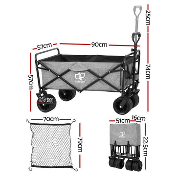 Gardeon Garden Cart with Cargo Net Grey - RnR Galore