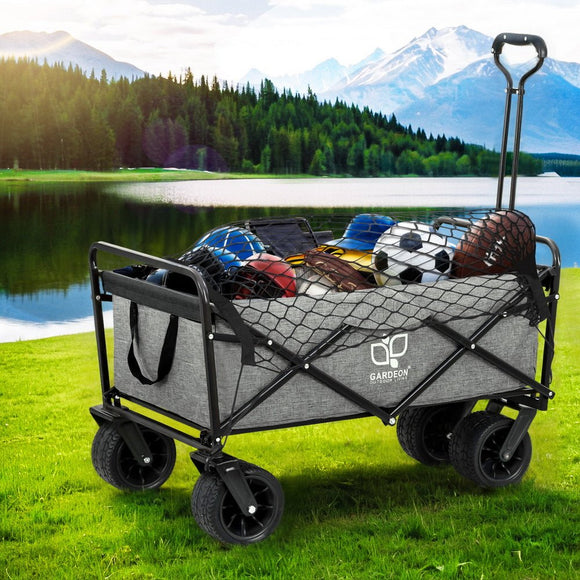 Gardeon Garden Cart with Cargo Net Grey - RnR Galore