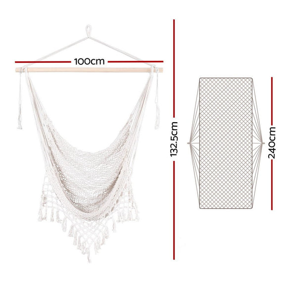 Gardeon Hammock Chair Swing Camping Mesh Cream - RnR Galore