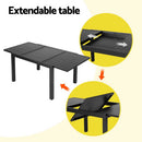 Gardeon Outdoor Dining Set 5 Piece Aluminum Extendable Table Setting Black - RnR Galore