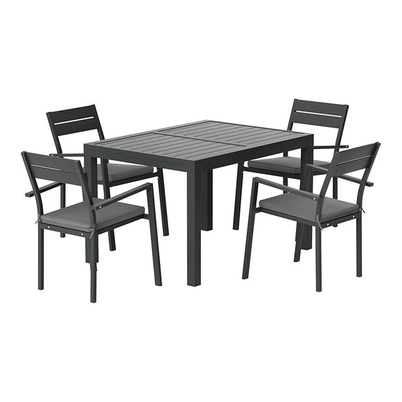 Gardeon Outdoor Dining Set 5 Piece Aluminum Extendable Table Setting Black - RnR Galore