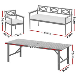 Gardeon Outdoor Dining Set 5 Piece Wooden Table Chairs Setting Grey - RnR Galore