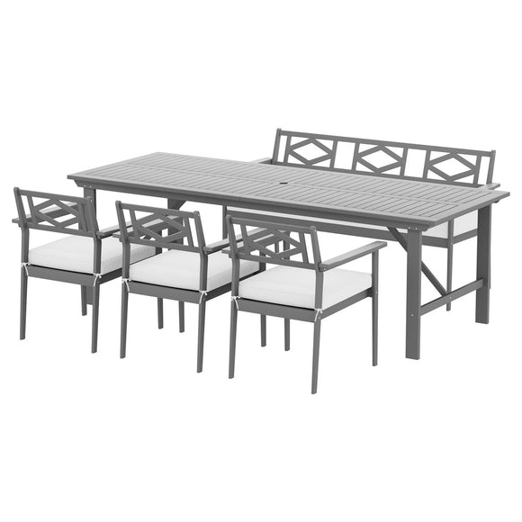 Gardeon Outdoor Dining Set 5 Piece Wooden Table Chairs Setting Grey - RnR Galore