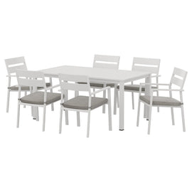 Gardeon Outdoor Dining Set 7 Piece Aluminum Table Chairs Setting White - RnR Galore