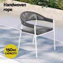 Gardeon Outdoor Dining Set 9 Piece Steel Table Chairs Setting White - RnR Galore