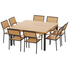 Gardeon Outdoor Dining Set 9 Piece Wooden Table Chairs Setting - RnR Galore
