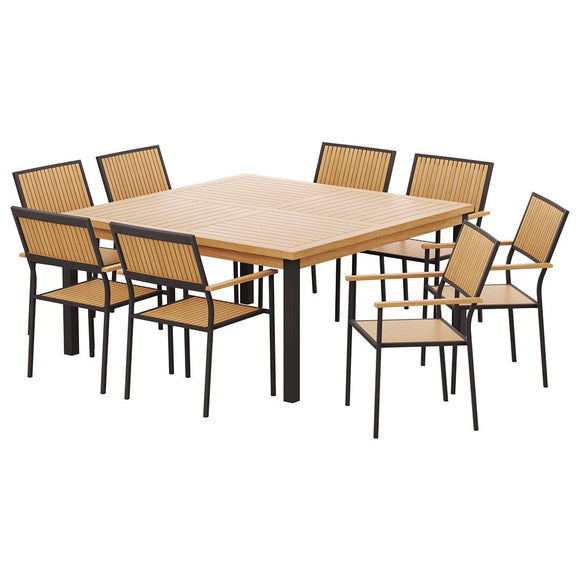 Gardeon Outdoor Dining Set 9 Piece Wooden Table Chairs Setting - RnR Galore