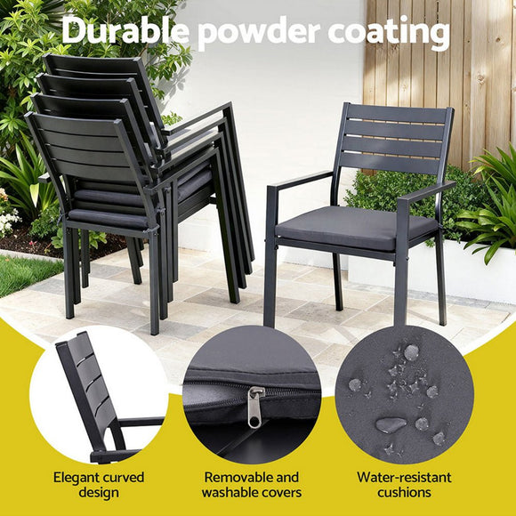Gardeon Outdoor Dining Set 9PCS Aluminum Extendable Table Chairs Patio Furniture - RnR Galore