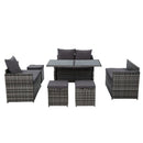 Gardeon Outdoor Dining Set Sofa Lounge Setting Chairs Table Ottoman Grey Cover - RnR Galore