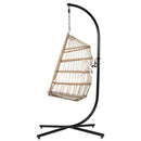 Gardeon Outdoor Egg Swing Chair Wicker Rope Furniture Pod Stand Foldable Yellow - RnR Galore