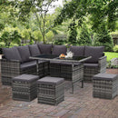Gardeon Outdoor Furniture Dining Setting Sofa Set Lounge Wicker 9 Seater Mixed Grey - RnR Galore