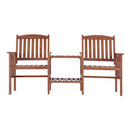 Gardeon Outdoor Garden Bench Loveseat Wooden Table Chairs Patio Furniture Brown - RnR Galore