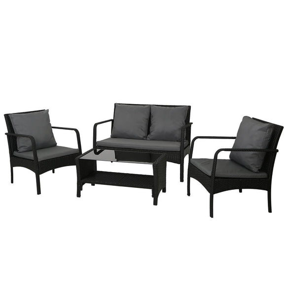 Gardeon Outdoor Sofa Set Lounge Setting Wicker Table and Chairs Garden Patio Furniture - RnR Galore