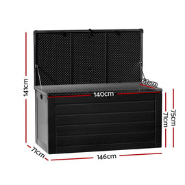 Gardeon Outdoor Storage Box 680L Container Lockable Garden Bench Shed Tool All Black - RnR Galore