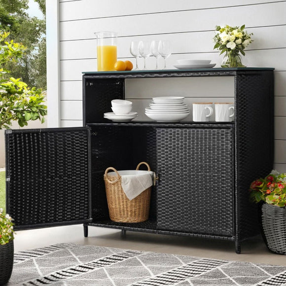 Gardeon Outdoor Storage Cabinet Box Garage Wicker Shed Tools Shelf Chest Garden - RnR Galore