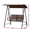 Gardeon Outdoor Swing Chair Garden Bench Furniture Canopy 2 Seater Brown - RnR Galore