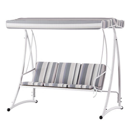 Gardeon Outdoor Swing Chair Garden Bench Furniture Canopy 3 Seater White Grey - RnR Galore
