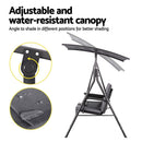 Gardeon Outdoor Swing Chair Garden Chair Canopy Cup Holder 2 Seater Grey - RnR Galore