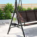 Gardeon Outdoor Swing Chair Garden Chair Canopy Cup Holder 3 Seater Brown - RnR Galore