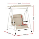Gardeon Outdoor Swing Chair Garden Lounger Furniture Canopy 2 Seater Beige - RnR Galore