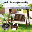 Gardeon Outdoor Wooden Swing Chair Garden Bench Canopy Cushion 2 Seater Charcoal - RnR Galore