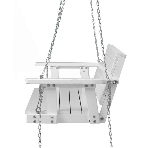 Gardeon Porch Swing Chair with Chain Outdoor Furniture 3 Seater Bench Wooden White - RnR Galore