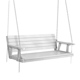 Gardeon Porch Swing Chair with Chain Outdoor Furniture 3 Seater Bench Wooden White - RnR Galore