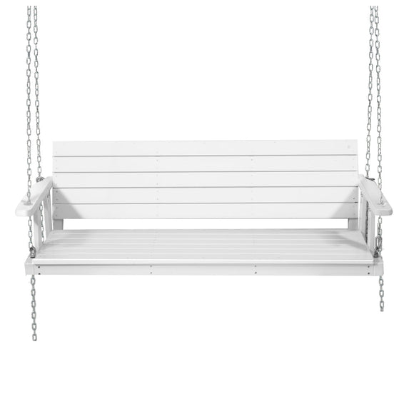 Gardeon Porch Swing Chair with Chain Outdoor Furniture 3 Seater Bench Wooden White - RnR Galore