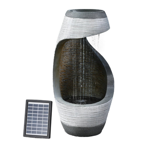 Gardeon Solar Fountain Water Feature Bird Bath Outdoor Garden Cascade 48CM Grey - RnR Galore
