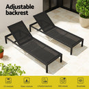 Gardeon Sun Lounge Outdoor Lounger Aluminium Folding Beach Chair Wheels Black - RnR Galore