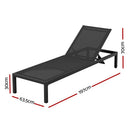 Gardeon Sun Lounge Outdoor Lounger Aluminium Folding Beach Chair Wheels Black - RnR Galore