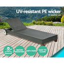 Gardeon Sun Lounge Wicker Lounger Outdoor Furniture Day Bed Wheels Patio Black - RnR Galore