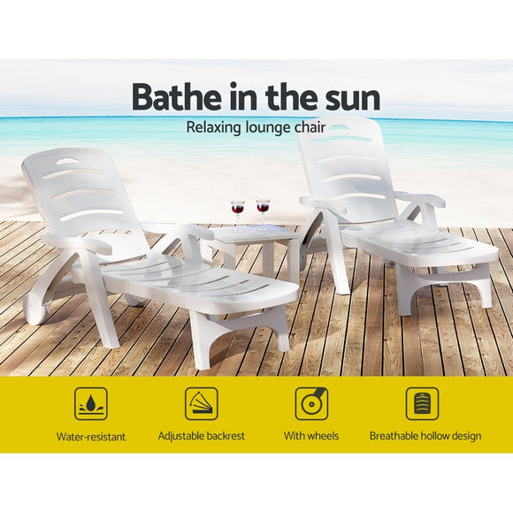 Gardeon Sun Lounger Folding Chaise Lounge Chair Wheels Patio Outdoor Furniture - RnR Galore