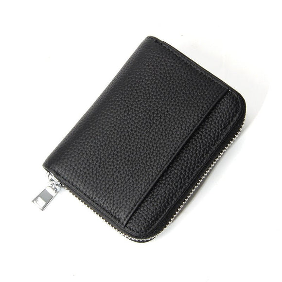 Genuine Leather RFID Blocking Accordion Card Holder & Coin Purse - Large Capacity Zip Wallet(black) - RnR Galore