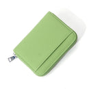 Genuine Leather RFID Blocking Accordion Card Holder & Coin Purse - Large Capacity Zip Wallet(green) - RnR Galore