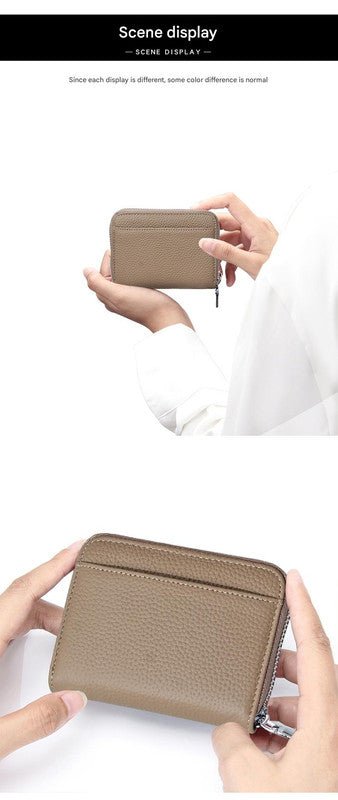 Genuine Leather RFID Blocking Accordion Card Holder & Coin Purse - Large Capacity Zip Wallet(red) - RnR Galore