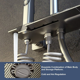 Geobella S31 Luxury Shower System Hot Cold Mixer Shower Set Bathroom Thermostatic SPA Rainfall Bath Tap Bathtub Wall Mount LED Digital Faucet - RnR Galore