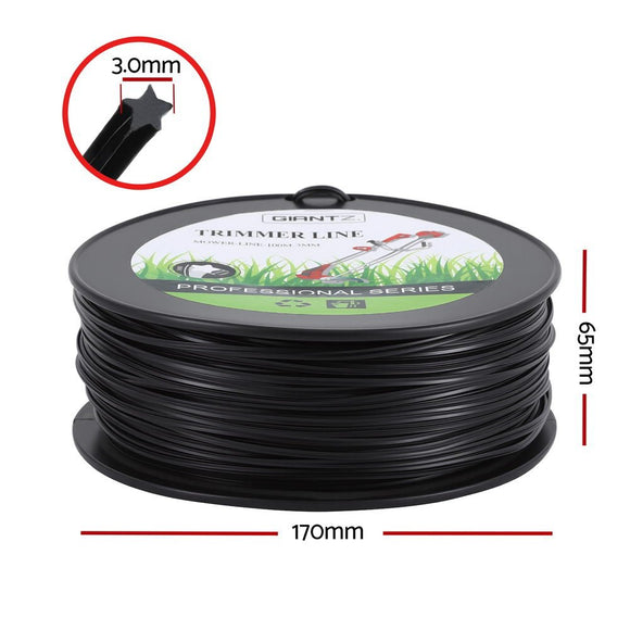Giantz 100M Whipper Snipper Trimmer Line 3.0mm Star Nylon String Cord Black - RnR Galore