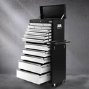 Giantz 15 Drawers Tool Chest Trolley Toolbox 2 - in - 1 Storage Black& Grey - RnR Galore